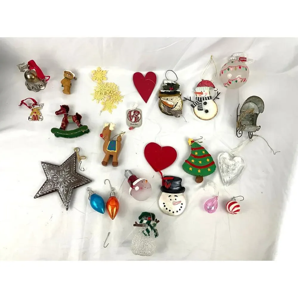 28x VTG Holiday Ornaments Christmas Horse‎ Wood Glass Metal Lot Collectibles